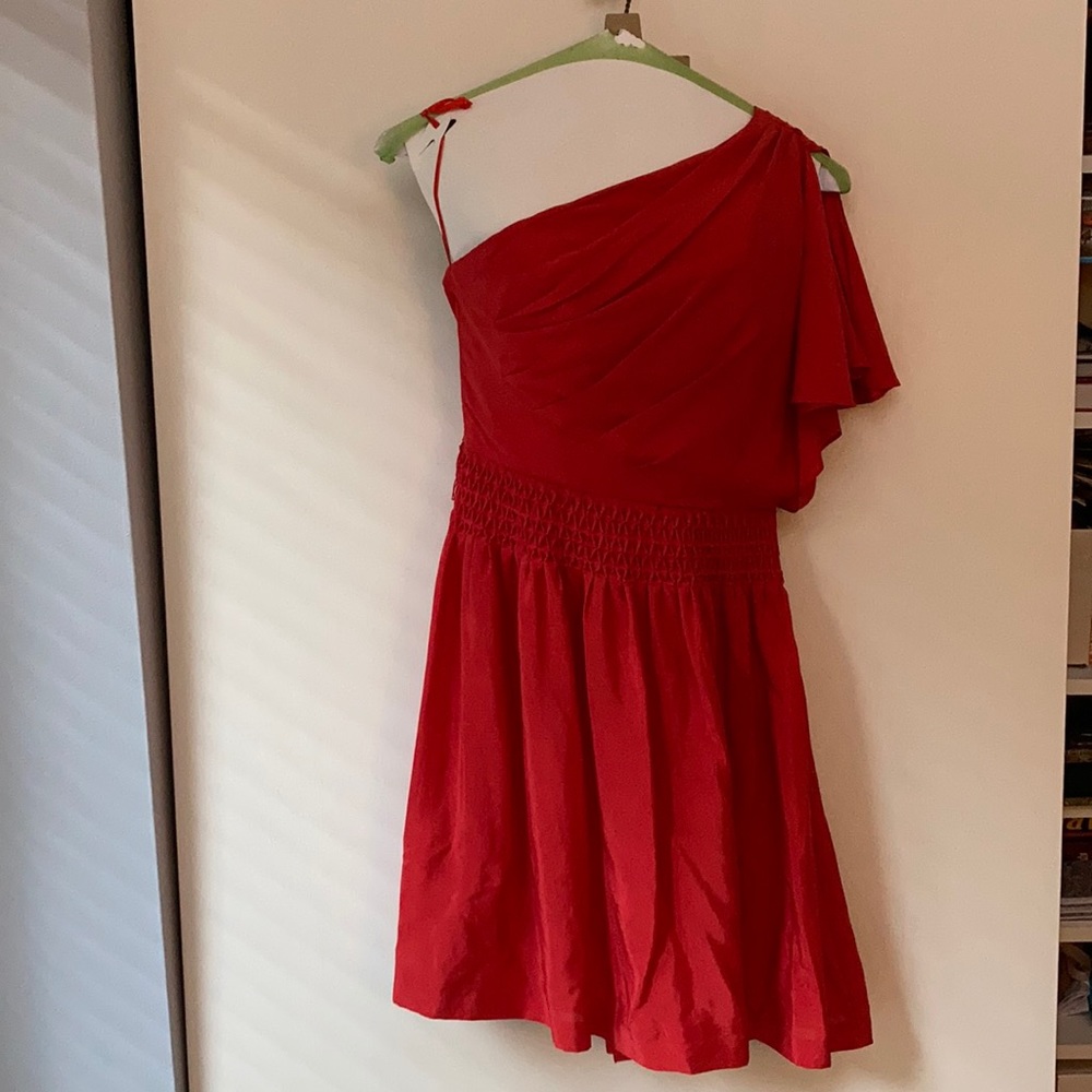 Eliza J Royal Collection Coral/Red Silk Dress Sz 8